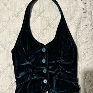 Dark green velvet halter top
